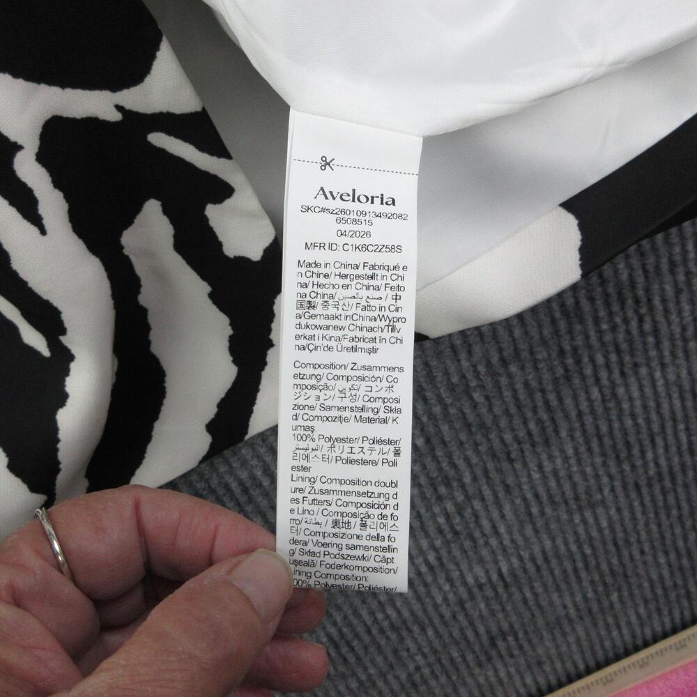 Aveloria Blazer Womens L Black White Animal Print Lined Tailored One-Button Tie - Picture 7 of 12